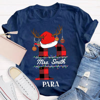 P Is for Para Holiday Shirt, Personalized Para Santa Hat Christmas T-Shirt, Paraprofessional Christmas Tee, Adorable Para Xmas Graphic Shirt