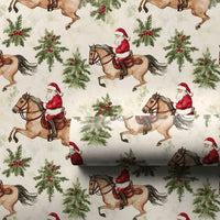 Horse Riding Santa Claus Gift Wrap, Equestrian Santa Wrapping Paper, Country Western Holiday Paper, Rustic Christmas Wrapping Paper Roll