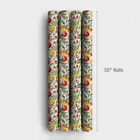 Orange Slice Christmas Gift Wrap, Watercolor Citrus Holly Wrapping Paper, Botanical Pinecone Wrapping Paper, Holiday Present Wrapping Paper
