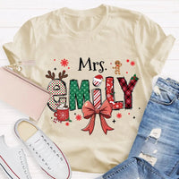 Custom Name Letter Holiday Shirt, Personalized Christmas T-Shirt, Matching Family Xmas Tee, Merry Christmas Present for Family