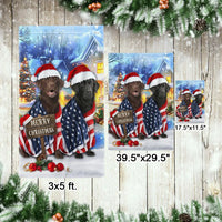 Patriotic American Flag Santa Hat Dog Flag, Labrador Christmas Garden Flag, Double-Sided Lab Holiday Yard Flag, Dog Lover Xmas Decor
