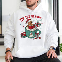 Adorable Gingerbread Reading Bookish Hooded Sweatshirt, Tis the Season to Read Hoodie, Christmas Book Lover Pullover, Comfy Winter Holiday Present