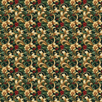 Luxury Botanical Christmas Gift Wrap, Baroque Evergreen Wrapping Paper, Ornate Gold Scroll Wrapping Paper, Elegant Holiday Wrapping Paper