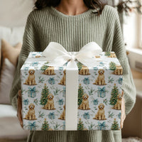 Watercolor Goldendoodle Gift Wrap, Goldendoodle Christmas Wrapping Paper, Festive Goldendoodle Dog Wrapping Paper, Xmas Gift Wrap