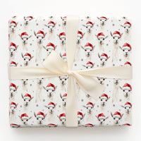 Santa Hat Animal Gift Wrap, Christmas Llama Wrapping Paper, Watercolor Holiday Wrapping Paper, Adorable Winter Present Paper