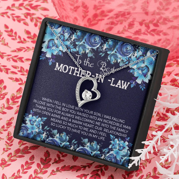 Cubic Zirconia Heart Pendant, Mother in Law Forever Love Heart Necklace, Bonus Mom Heart Jewelry, Birthday Christmas Present 