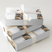 Watercolor Tiger Gift Wrap, Tiger Cub Christmas Wrapping Paper, Santa Hat Animal Wrapping Paper, Adorable Holiday Gift Wrap Roll