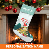 Baby First Christmas 2025 Stocking, Dinosaur Christmas Stocking, Adorable Dino Holiday Stocking, Kids Fireplace Mantel Decor, Keepsake Present