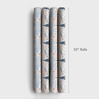 Town Square Christmas Gift Wrap, European Winter Village Wrapping Paper, Watercolor Holiday Wrapping Paper, Snowy Festive Wrapping Paper