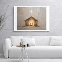 Minimalist Christian Holy Family Canvas Art, Nativity Scene Canvas Print, Modern Religious Canvas Wall Art, Christmas Faith Decor Present