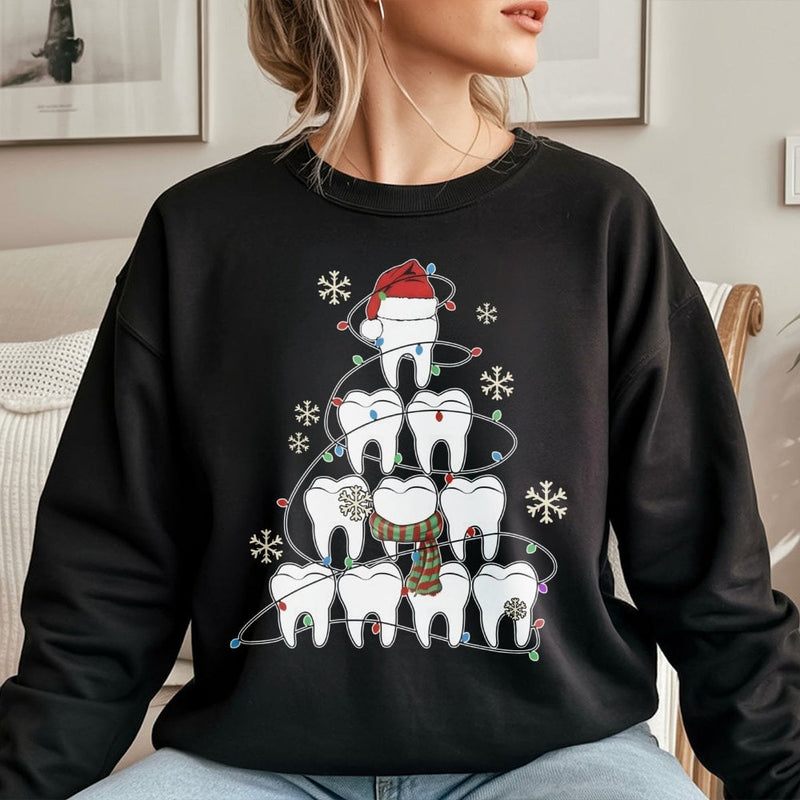 Tooth Tree Holiday Sweatshirt, Dentist Christmas Sweatshirt, Humorous Dental Hygienist Sweatshirt, Dental Assistant Crewneck, Xmas Present