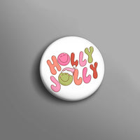 Retro Groovy Christmas Smiley Face Pinback, Holly Jolly Pin Button, Festive Holiday Badge, Adorable Xmas Pin Button, Winter Present for Her
