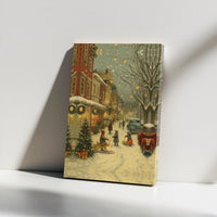 Snowy Winter Village Canvas Print, Vintage Christmas Town Canvas Wall Art, Festive Street Scene Canvas Decor, Holiday Wall Decor, Xmas Present