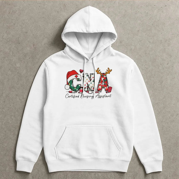 Certified Nursing Assistant Holiday Hoodie, CNA Christmas Hoodie, Nurse Xmas Sweatshirt, Medical Healthcare Pullover Hoodie P