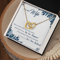 Rose Gold Two Hearts Pendant, Wife Interlocking Hearts Necklace, Cubic Zirconia Heart Necklace, Romantic Christmas Jewelry Present for Her
