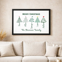 Custom Family Names Holiday Poster, Personalized Christmas Tree Wall Art, Festive Xmas Decor Print, Digital Download File