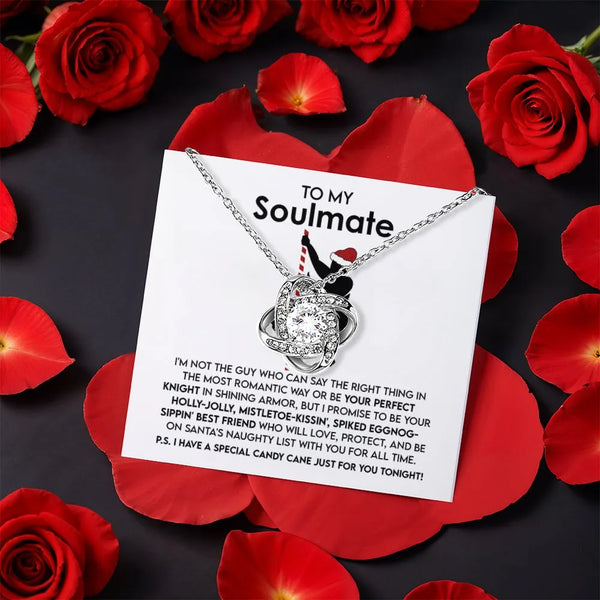 Cubic Zirconia Love Knot Pendant, Christmas Naughty List Love Knot Necklace, Soulmate Necklace, Romantic Holiday Present for 