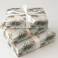 Winter Nature Christmas Gift Wrap, Watercolor Ducks Holly Wrapping Paper, Rustic Wildlife Holiday Paper, Festive Present Wrapping Paper