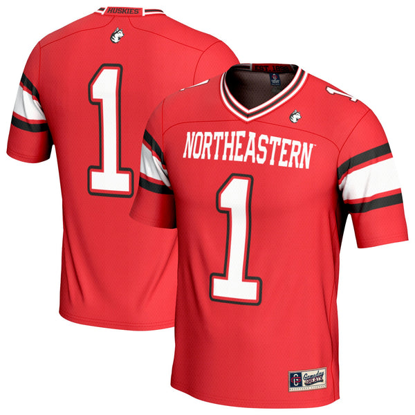 #1 Northeastern Huskies Lightweight Collegiate Football Fashion Jersey - Red
