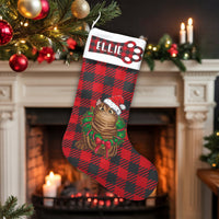 Red Buffalo Plaid Cat Stocking, Personalized Cat Christmas Stocking, Custom Pet Name Holiday Stocking, Comfy Fireplace Decor, Cat Lover Present