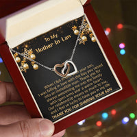 Sentimental Heart Necklace, Mother-in-Law Interlocking Hearts Necklace, Birthday Double Heart Necklace, Christmas Jewelry Present for Her