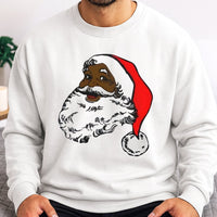 African American Christmas Sweatshirt, Black Santa Claus Sweatshirt, Black Santa Holiday Sweatshirt, Xmas Graphic Crewneck, Winter Pullover