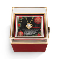 Sparkling CZ Knot Pendant, Granddaughter Love Knot Necklace, Rotating Rose Box Love Knot Necklace, Holiday Christmas Present for Granddaughter