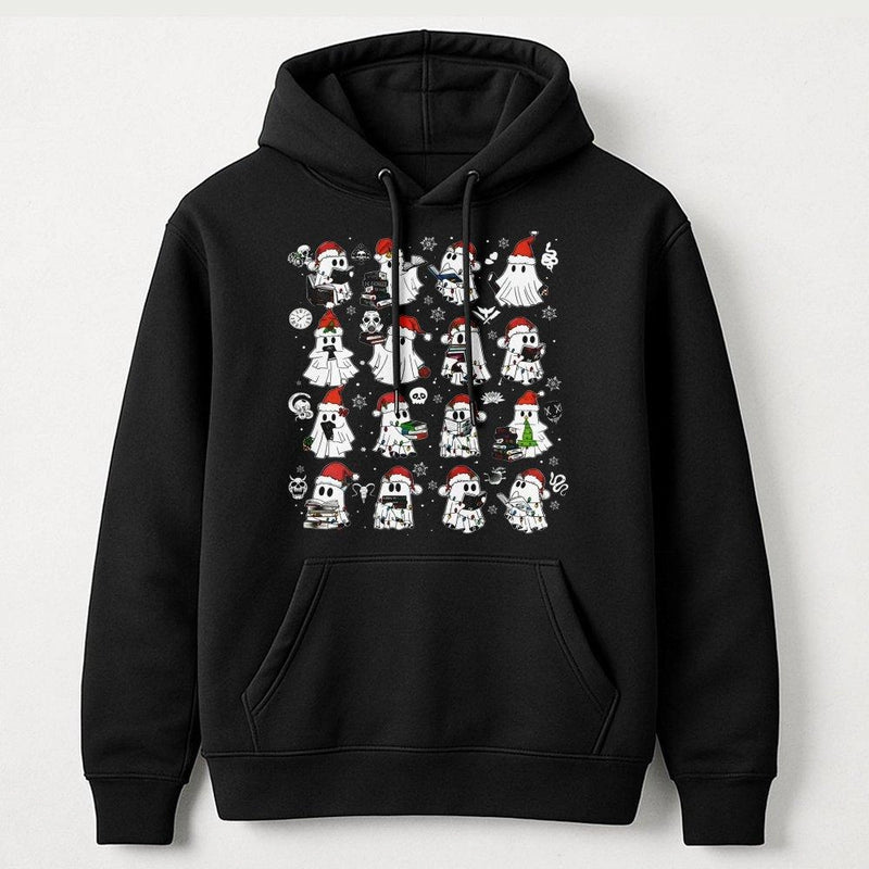 Dark Romance Reader Hoodie, Christmas Ghost Reading Hoodie, Adorable Spooky Bookish Hoodie, Holiday Book Lover Sweatshirt, Bookworm Present