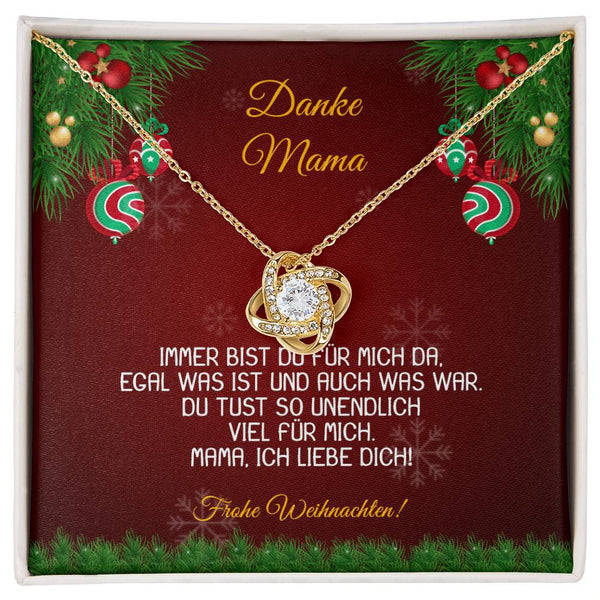 Mom Love Knot Necklace, Danke Mama Love Knot Necklace, German Mother Pendant Necklace, 18k Gold Jewelry, Christmas Present fr