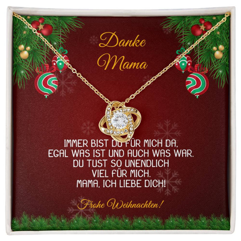 Mom Love Knot Necklace, Danke Mama Love Knot Necklace, German Mother Pendant Necklace, 18k Gold Jewelry, Christmas Present from Daughter Son