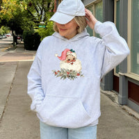 Retro Christmas Graphic Hooded Sweatshirt, Vintage Santa Hoodie, Nostalgic Santa Claus Holiday Pullover, Comfy Winter Xmas Sweater Present