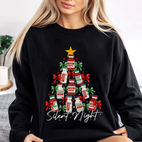 ICU Nurse Drug Vial Tree Sweatshirt, Silent Night Medical Christmas Sweatshirt, Healthcare Worker Crewneck, Humorous Nurse Holiday Sweatshirt