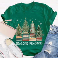 Humorous Holiday Book Pun T-Shirt, Seasons Readings Teacher Shirt, Adorable Christmas Reading Graphic Tee, Book Lover Christmas T-Shirt
