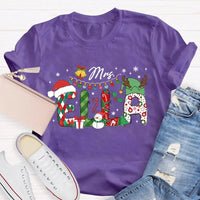 Custom Name Holiday Lights Tee, Personalized Christmas Snowman T-Shirt, Adorable Winter Xmas Shirt, Matching Family Christmas Tee Shirt Present