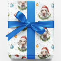 Santa Hat Dog Gift Wrap, Weimaraner Christmas Wrapping Paper, Festive Puppy Present Wrap, Holiday Pet Lover Present Packaging Paper Roll