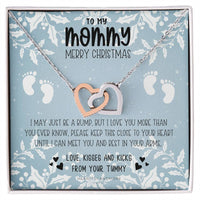 Expecting Mom Christmas Present, Interlocking Hearts Necklace, Polished Surgical Steel CZ Jewelry, Pregnancy Announcement for Wife