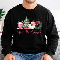 Vintage Santa and Tree Crewneck, Tis the Season Christmas Sweatshirt, Comfy Holiday Graphic Sweater, Retro Winter Apparel Present for Her