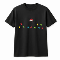 Minimalist Holiday Santa Hat Graphic Tee, Christmas Light T-Shirt, Humorous Festive Winter Lights Shirt, Merry Christmas Party Tee