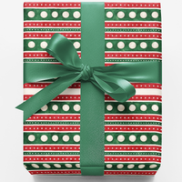 Red Green Striped Gift Wrap, Peppermint Polka Dot Wrapping Paper, Holiday Present Paper Roll, Christmas Wrapping Paper, Festive Gift Wrap