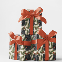 Reindeer Antler Dog Gift Wrap Roll, Bouvier des Flandres Christmas Wrapping Paper, Holiday Dog Lover Wrapping Paper, Festive Present Wrap