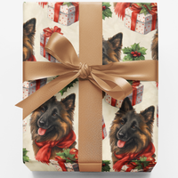 Dog Poinsettia Gift Wrap, Belgian Tervuren Christmas Wrapping Paper, Festive Dog Breed Wrapping Paper, Holiday Pet Gift Wrap for Dog Mom