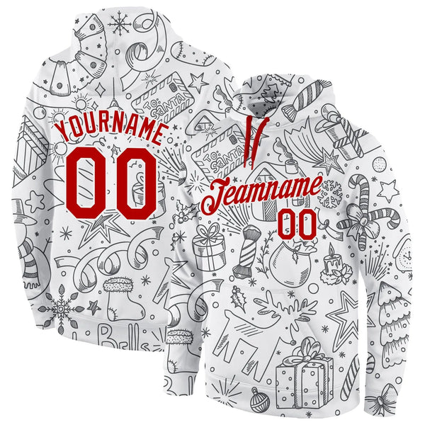 Personalized Name and Number Pullover Hoodie, Custom Christmas Sports Hoodie, Holiday Team Sweatshirt Hoodie, Xmas Sports Fan
