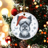 Dog Holiday Tree Decor, Schnauzer Santa Hat Christmas Ornament, Ceramic Puppy Keepsake, Personalized Pet Lover Xmas Tree Decoration