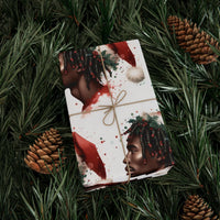 Watercolor African American Santa Gift Wrap, Black Man Santa Wrapping Paper, Black Santa Wrapping Paper, Holiday Christmas Gift Wrap Roll