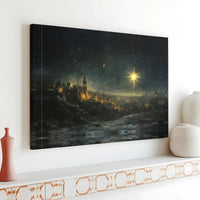Night Nativity Scene Canvas Print, Star of Bethlehem Canvas Wall Art, Christian Wall Decor, Religious Christmas Decor Canvas Art Present