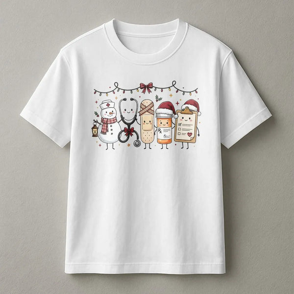 Nurse Christmas Tee, Christmas Nurse Shirt, Adorable Medical Christmas T-Shirt, Snowman Stethoscope Graphic Tee, Nurse Holida