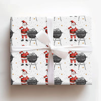 Humorous BBQ Christmas Wrapping Paper, Charcoal Grill Santa Wrapping Paper, Holiday Grilling Wrapping Paper, Secret Santa Gift Wrap Roll