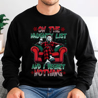 Christmas Slasher Horror Sweatshirt, Naughty List Horror Movie Sweatshirt, Retro Holiday Crewneck, Spooky Season Horror Fan Present Sweatshirt