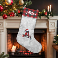 Custom Name Monogram Holiday Stocking, Personalized Buffalo Plaid Christmas Stocking, Rustic Plaid Xmas Stocking, Family Holiday Mantle Present