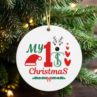 Personalized Veterinary Christmas Ornament, My 1st Christmas Ornament, Ceramic Vet Tech Holiday Keepsake, New Pet Owner Tree Decor Present